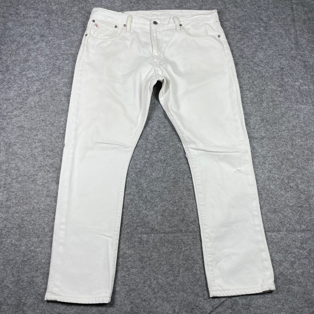 Polo Ralph Lauren Jeans Mens 36x32 (Fits 36x30) White Varick Slim Straight Denim